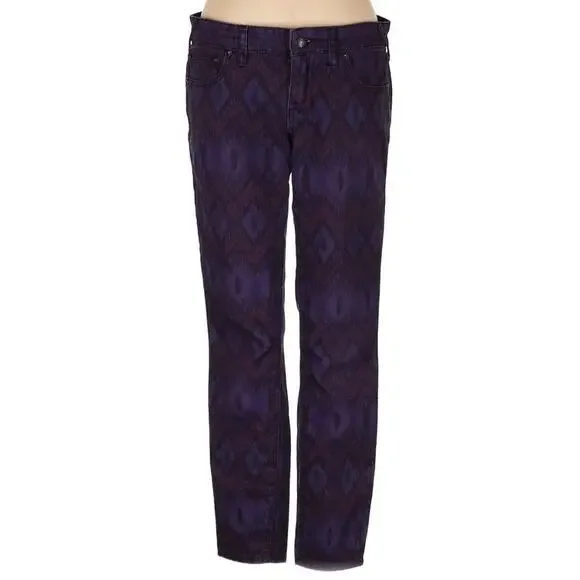 Free People Boho Printed Size 27 Purple Skinny Jeans - Picture 2 of 6